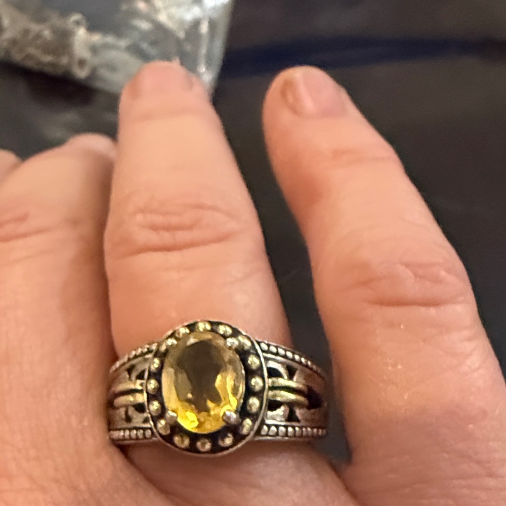 Sterling Silver Citrine Statement Ring - Size 7 - image 1